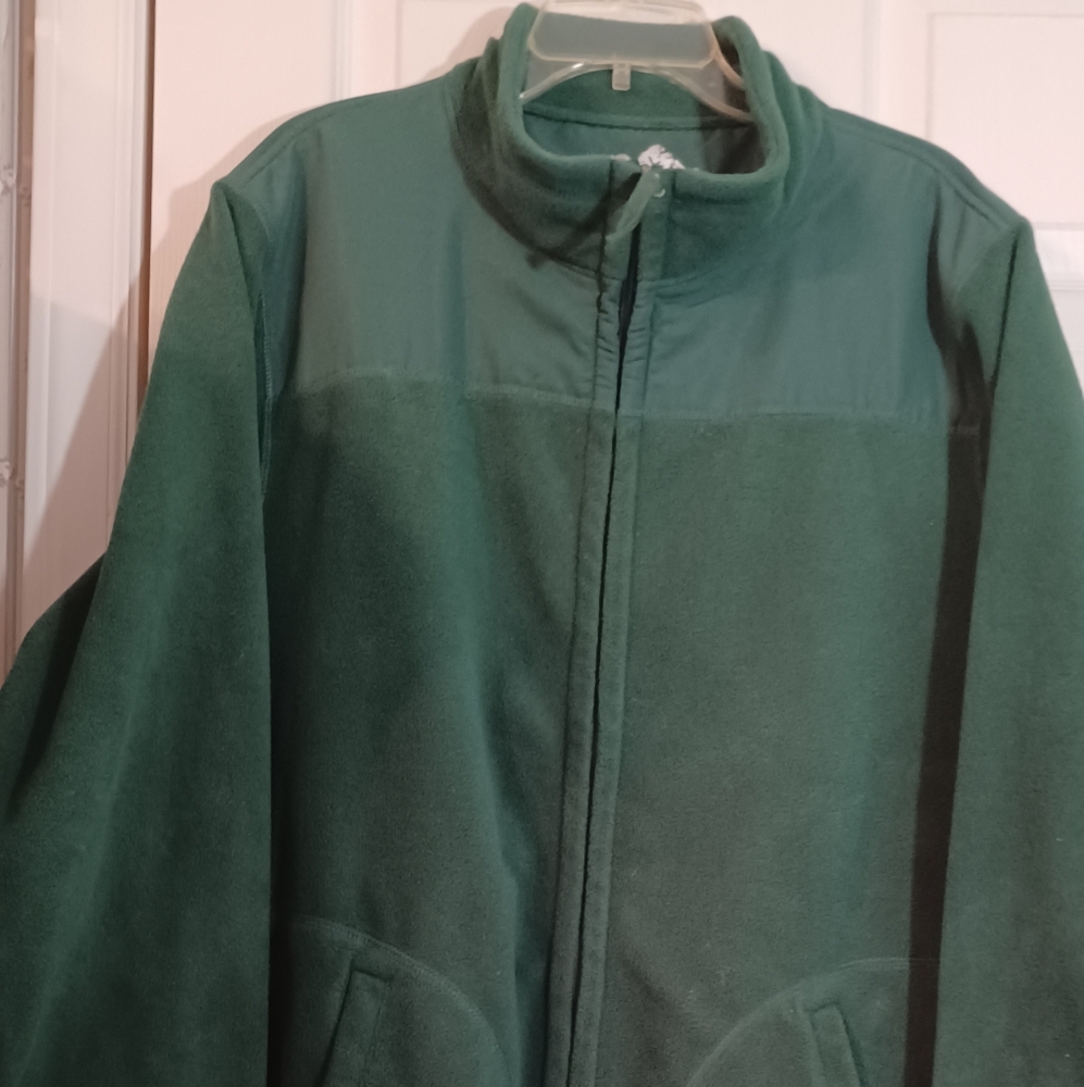 NWOT STONE MOUNTAIN Men's Green Fleece Jacket Crew Collar Zips Size XXL (2X)